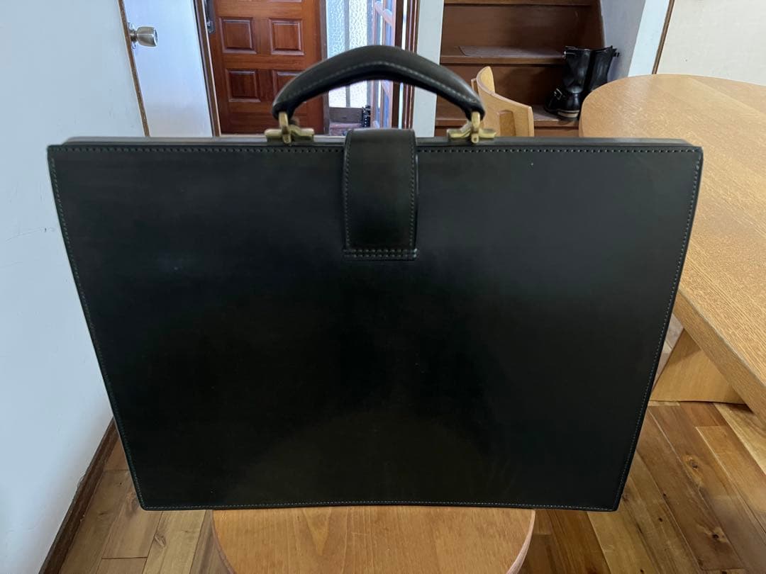 y*k様 万双　薄型ダレスバッグ　細マチダレス　別注　グリーン　ブライドルレザー