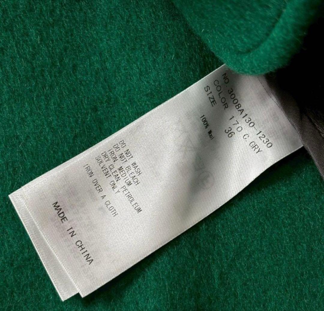 【美品】エンフォルド ウールリバーコート チェスターコクーン グレー×緑　36