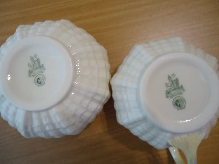 Belleek ベリーク クリーム＆シュガーボウル イエローラスター