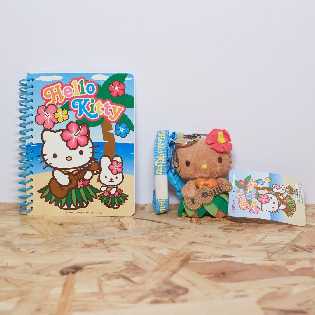 ハワイ限定　日焼けキティ　ぬいぐるみ　ネックストラップ　リングノート　セット