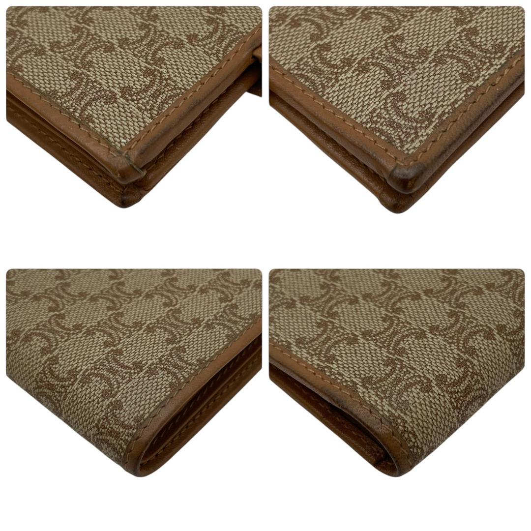 【美品】 CELINE セリーヌ 二つ折り財布 マカダム トリオンフ レザー