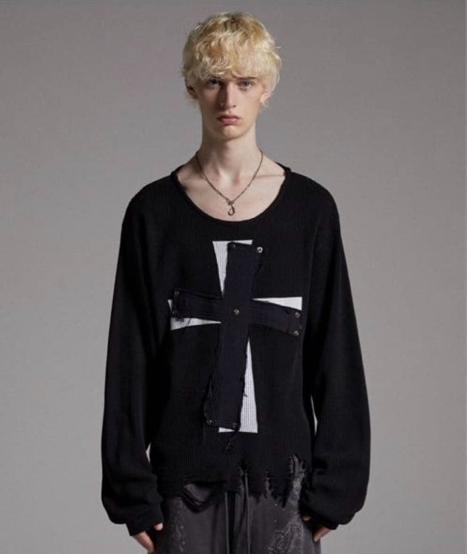 GRANCY クロスパッチダメージ サーマル ロンT S