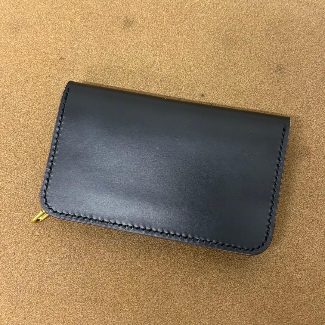 クロムエクセル　トラッカーウォレット　ミドル　黒　茶心　3層　印　HORWEEN
