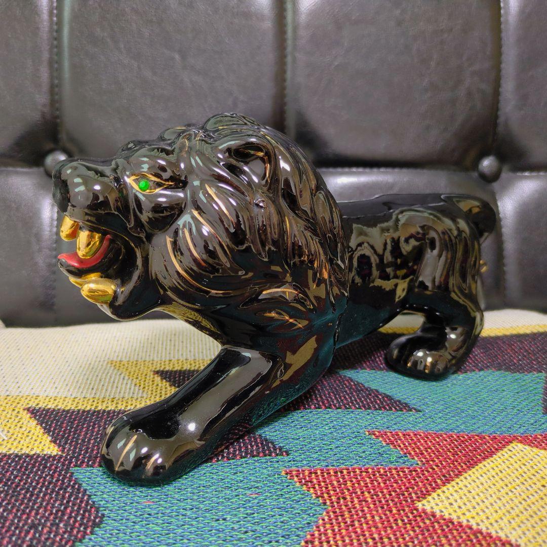 ライオン 陶器 ロカビリー ブラックパンサー 置物 ヴィンテージ