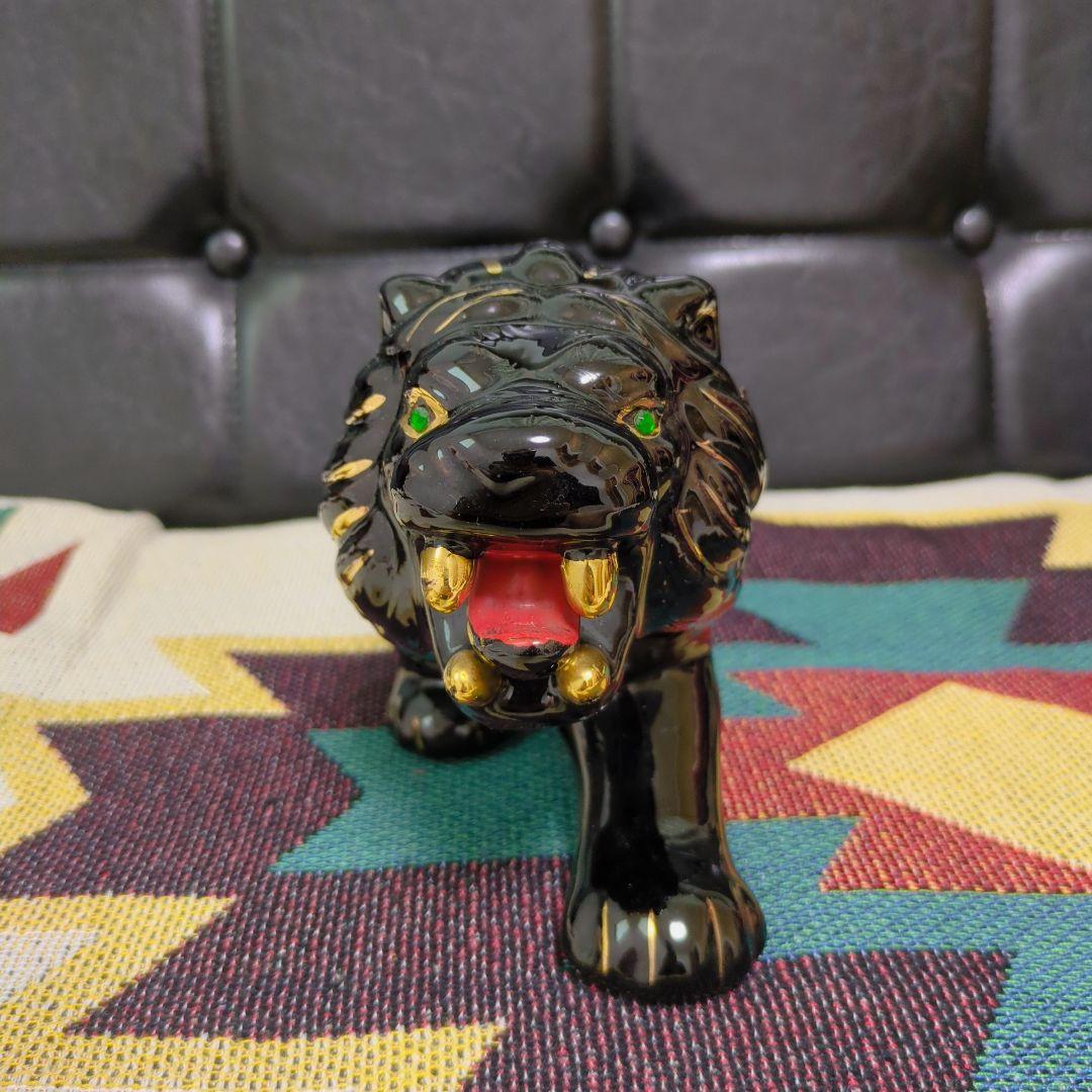 ライオン 陶器 ロカビリー ブラックパンサー 置物 ヴィンテージ