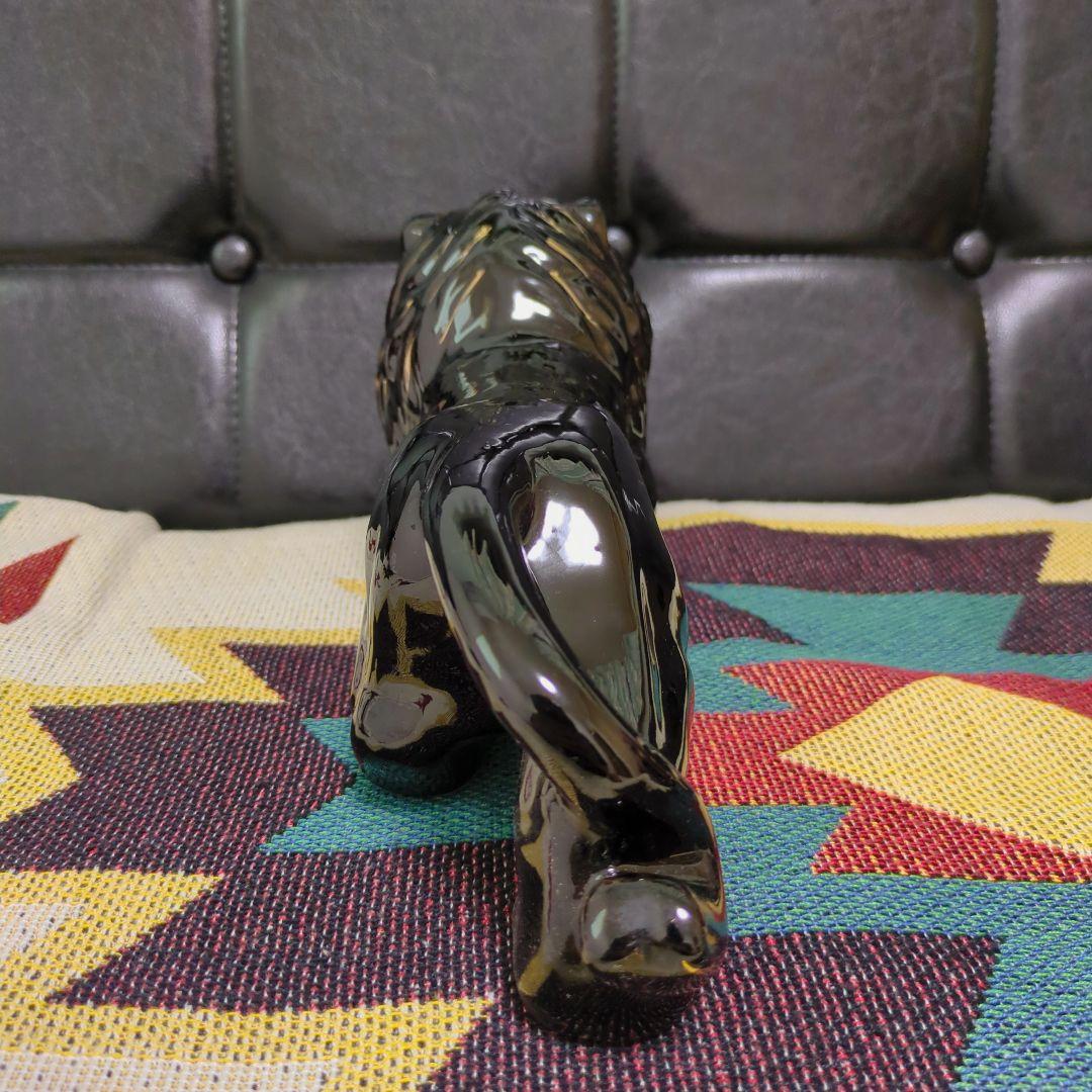 ライオン 陶器 ロカビリー ブラックパンサー 置物 ヴィンテージ