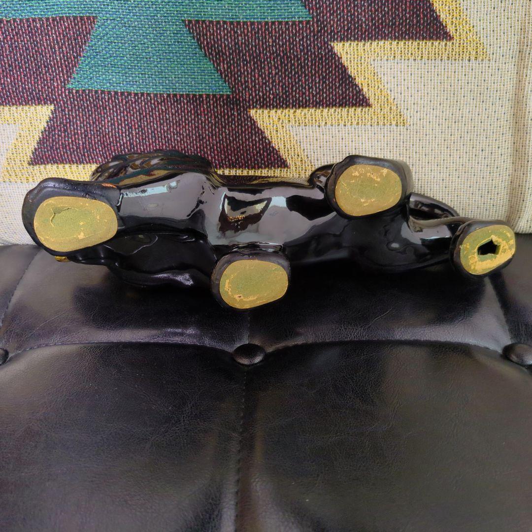 ライオン 陶器 ロカビリー ブラックパンサー 置物 ヴィンテージ