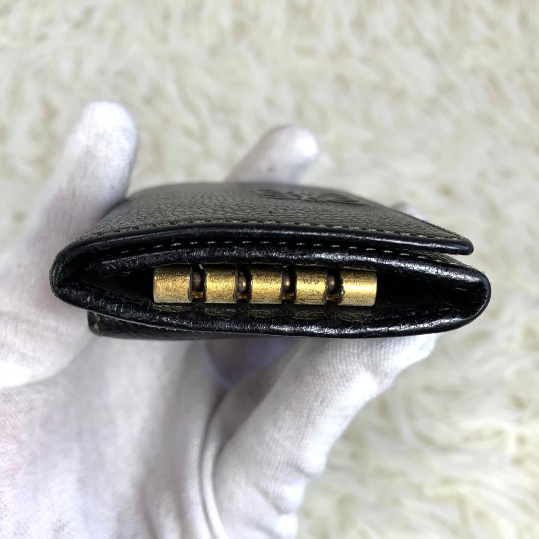 【付属品完備】ロエベ キーケース ケース アナグラム ロゴ レザー 黒 茶