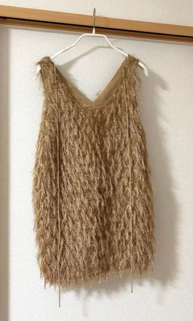 トップス CLANE / W FACE CROSS FRINGE TOPS