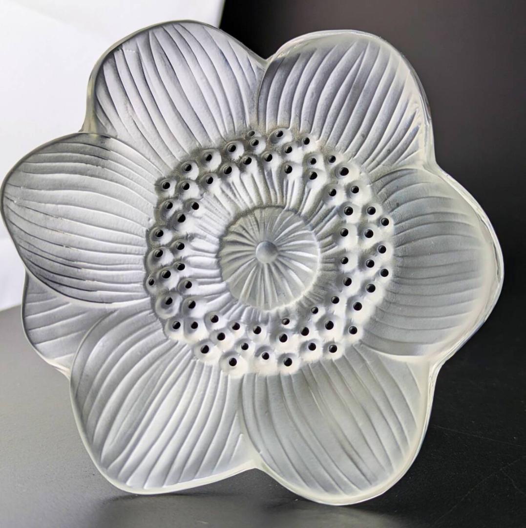 上品な趣★ラリック アネモネ ペーパーウェイト フロスト エナメル フランス