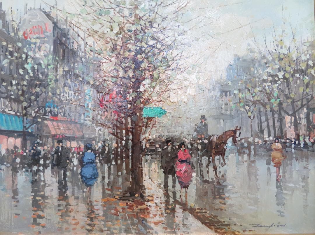 ◆Ｚampini Ａntonio　「街の景色」　油彩F6 号◆