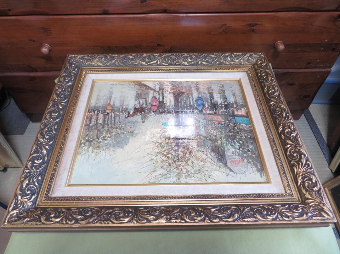 ◆Ｚampini Ａntonio　「街の景色」　油彩F6 号◆