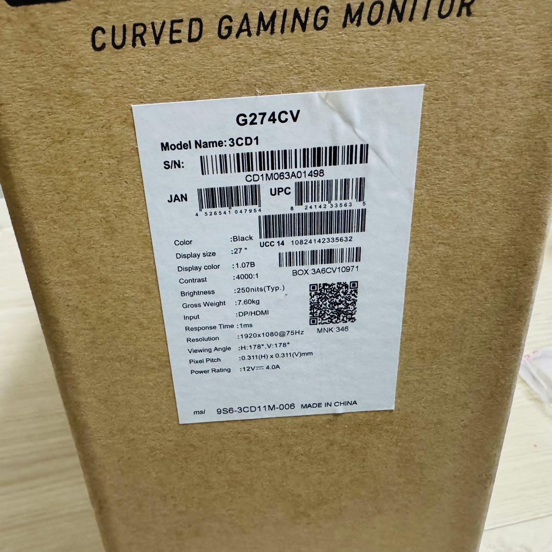 MSI（エムエスアイ） 湾曲パネル搭載ゲーミングモニター G274CV