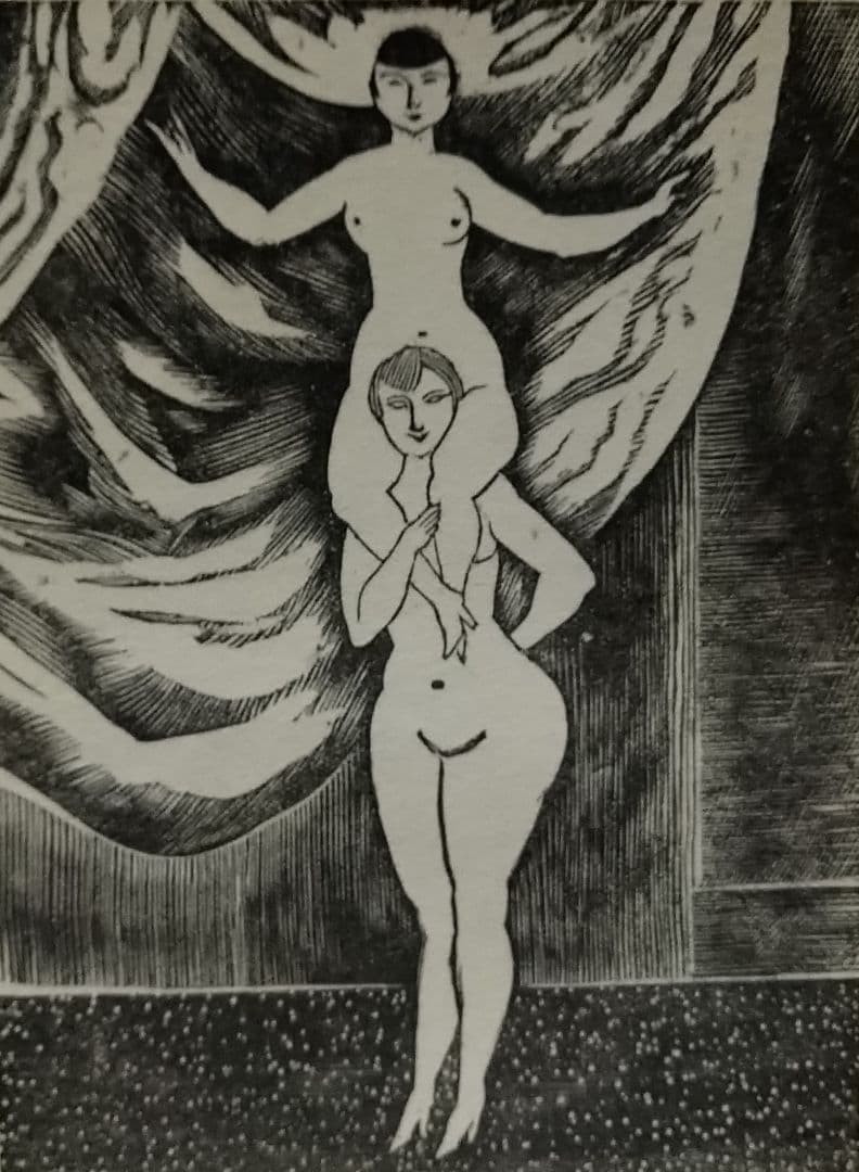 X藤田嗣治の木版画　１９２５年制作 本物保証