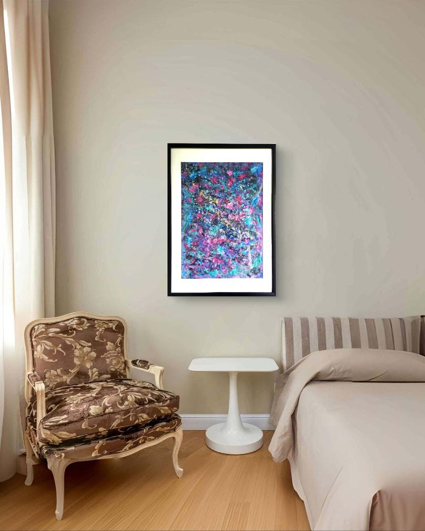 ミルキーウェイ/ 抽象画 77×56㎝ B2額縁セット 原画限り インテリア