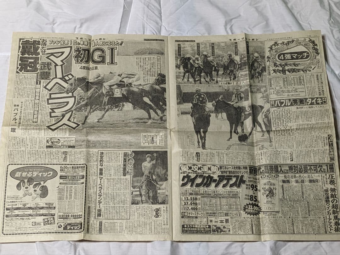 マーベラスサンデー　武豊　宝塚記念　 競走馬パネル　スポーツ新聞付き