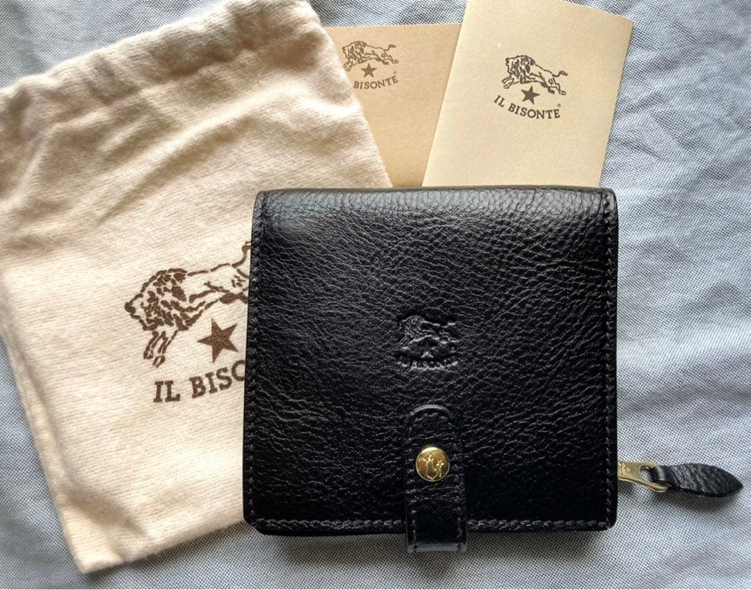 新品　イルビゾンテ　折りたたみ　財布　ブラック　ラウンドファスナー　ミニ