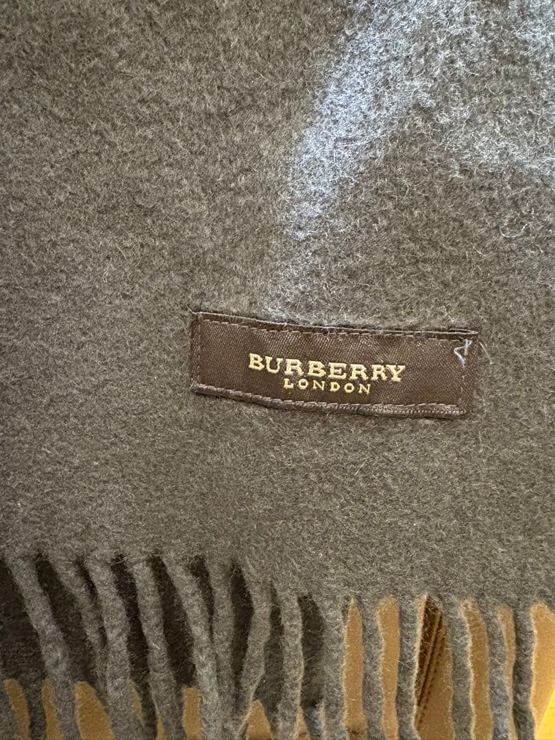 【極美品】BURBERRY マフラー カシミヤ100% ユニセック　刺繍 紺
