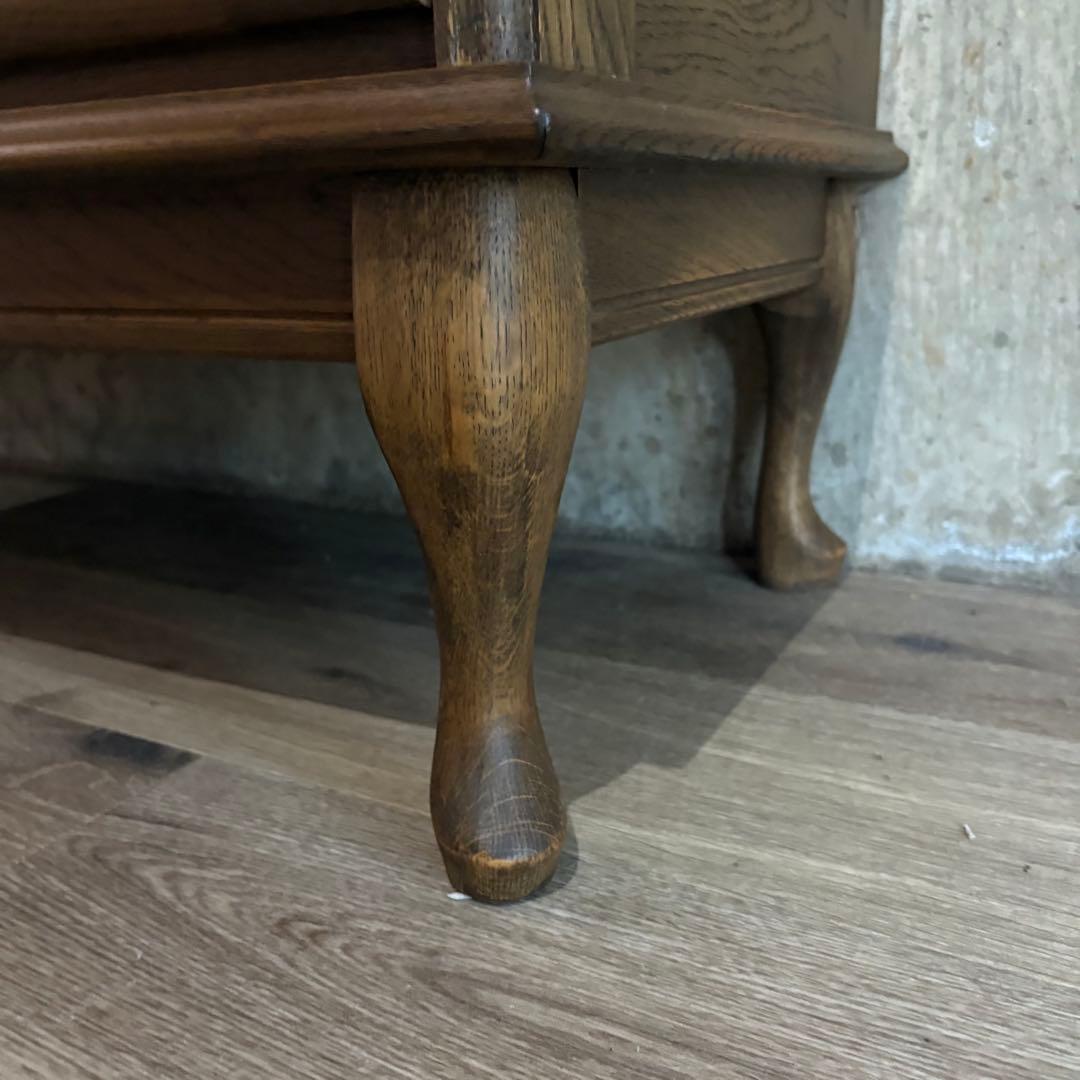 旭川家具　勇峰工芸　猫脚キャビネット　飾り棚　ギャラリーボード　道産ナラ材