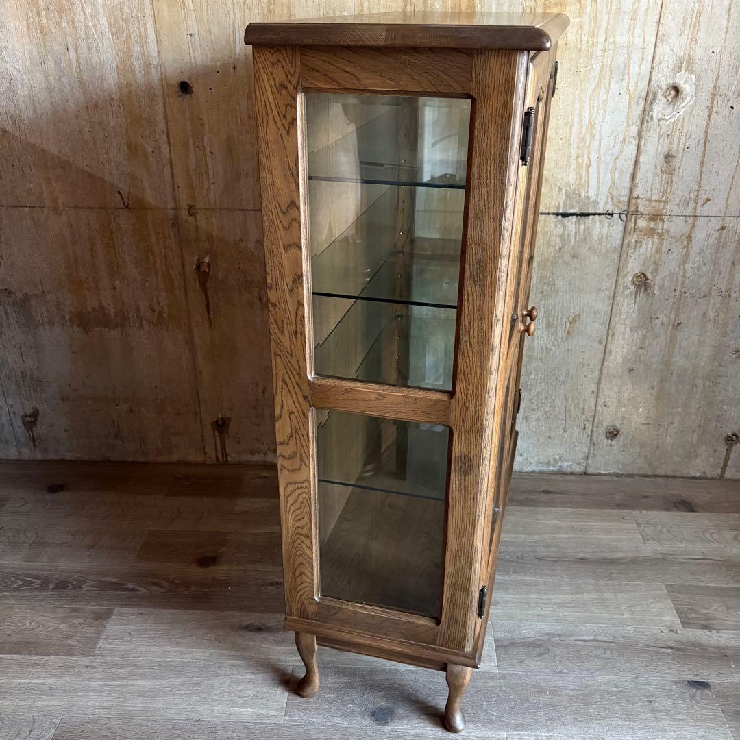 旭川家具　勇峰工芸　猫脚キャビネット　飾り棚　ギャラリーボード　道産ナラ材