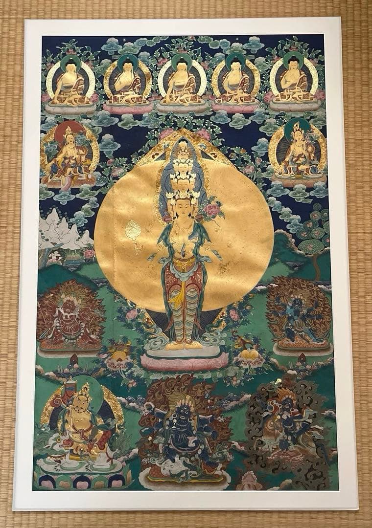 観音菩薩 金箔 絵画 73cm x 106cm（額サイズ）