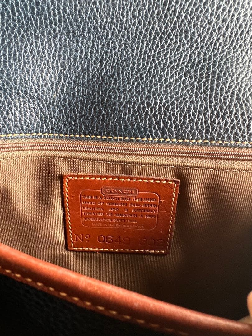 ネイビーレザーショルダーバッグ　oldcoach オールドコーチ　vintage