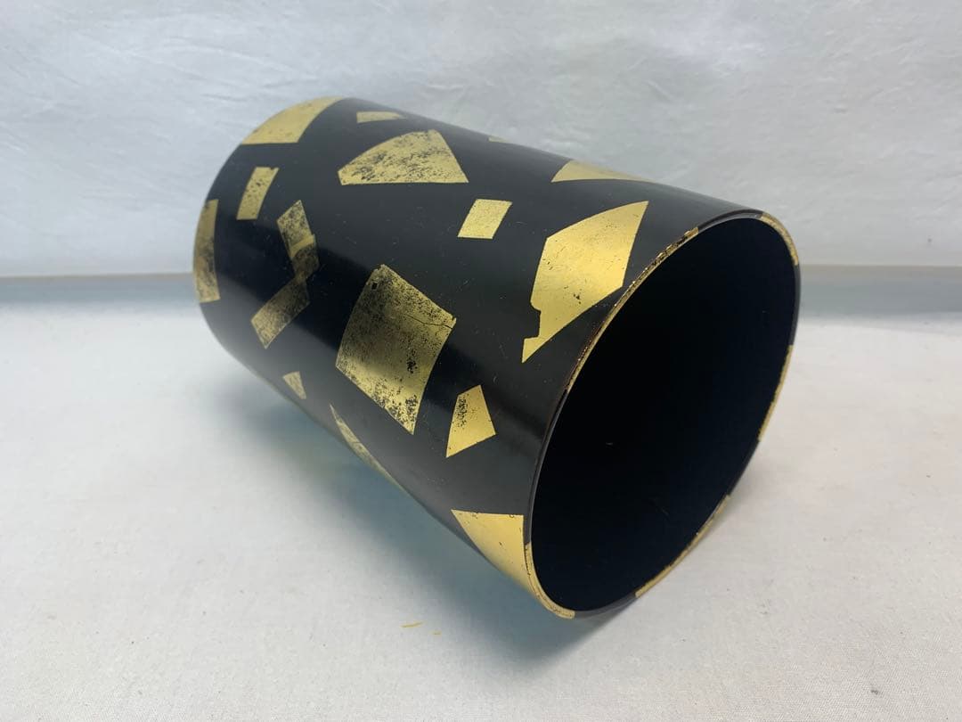 美品 茶道具 木製 葉蓋水指 玄々斎好写 箔散らし 曲物