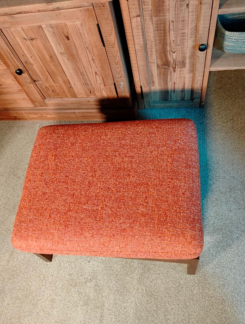 スツール 関家具 リラックスフォーム オレンジ 布製 オットマン(2408A③)