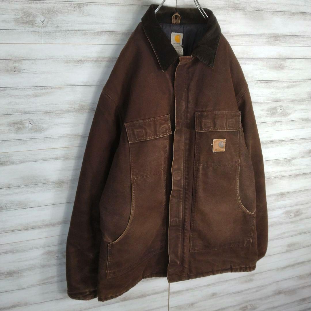 メンズ☆カーハート　トラディショナルジャケット　USA製　XL　レザーパッチ人気