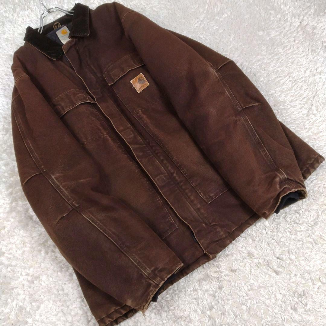 メンズ☆カーハート　トラディショナルジャケット　USA製　XL　レザーパッチ人気