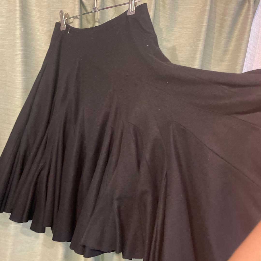 hussein chalayan 黒 フレアスカート カシミア混 イタリア製