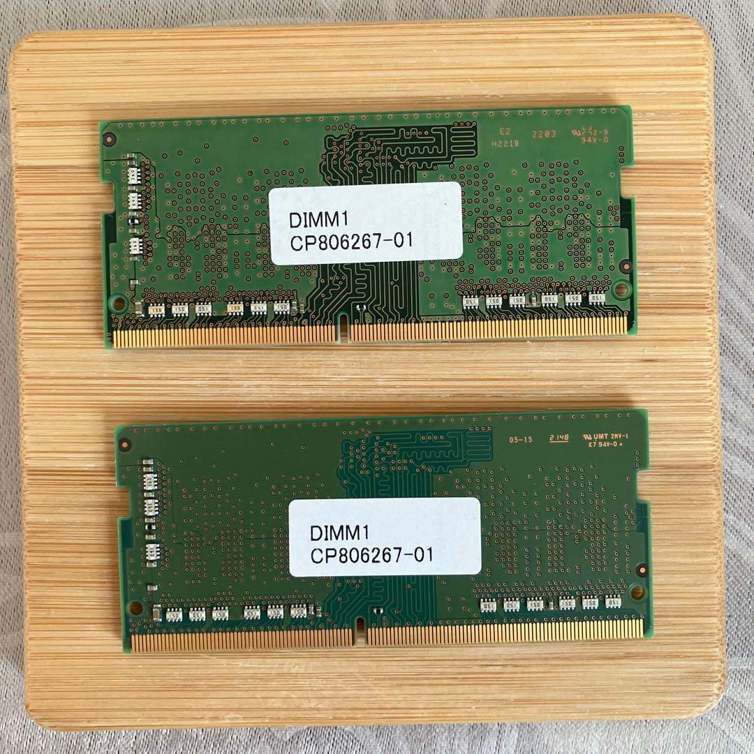 Samsung製DDR4 8GBメモリ2枚　計16GB、PC4-3200AA規格