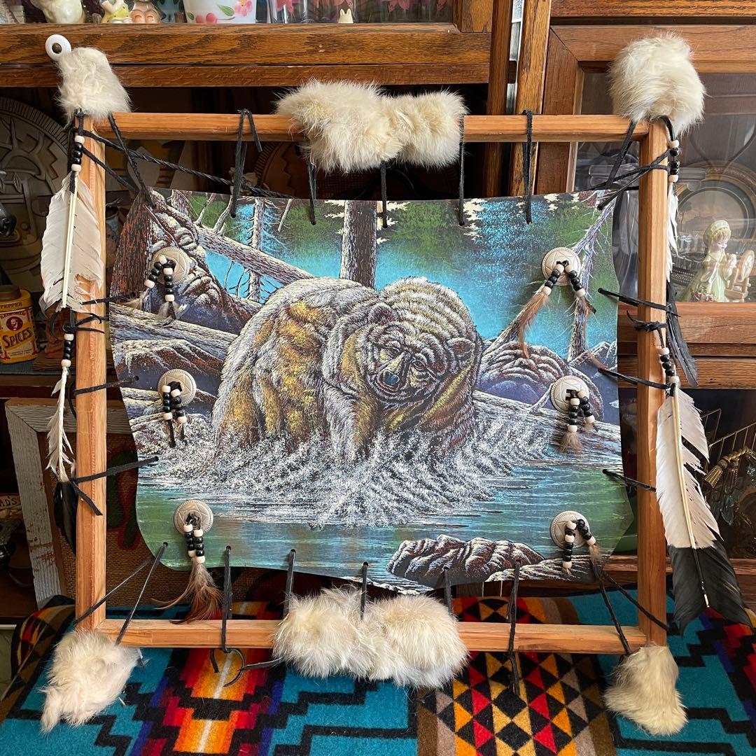 超レア！巨大BIG 70s〜ネイティブアメリカン 熊壁掛けUSAヴィンテージ雑貨