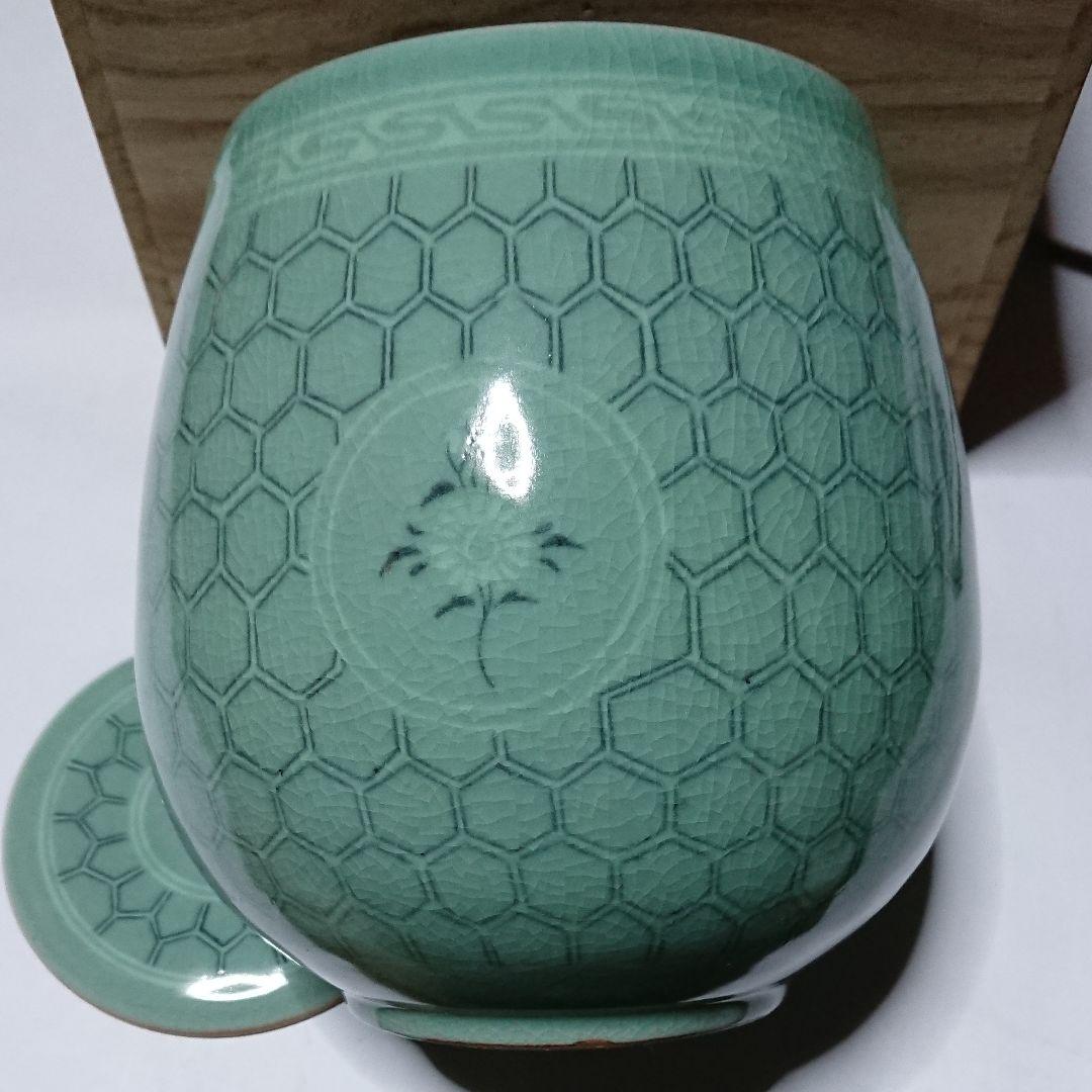 韓国人陶芸家 月岩作 青磁象嵌水差し 未使用品☆(3月31日迄値引き販売中)☆