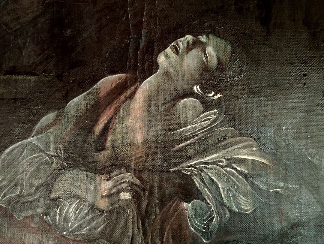 薔薇と酒の日々■ドラマティックな油彩画 大きなキャンバスW1900mm