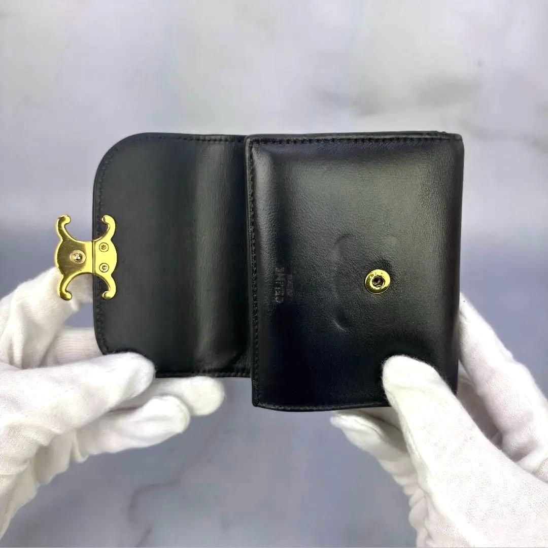 【極美品】 正規品✨ CELINE スモール フラップウォレット トリオンフ 黒