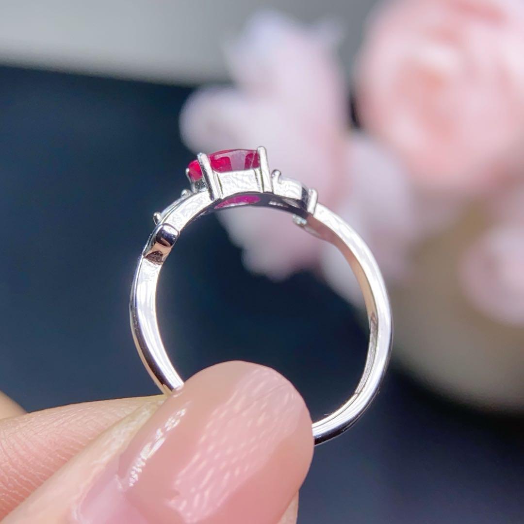天然ルビー リング 上品な赤色｜S925 シルバー（ホワイトカラー）