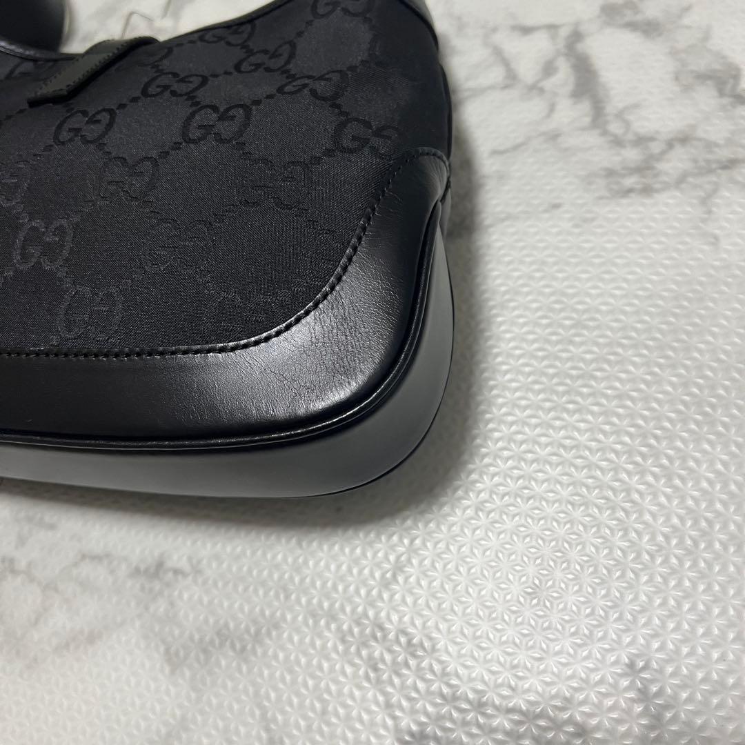 極美品✨グッチ ジャッキー ワンショルダーバッグ GGナイロン ブラック レザー