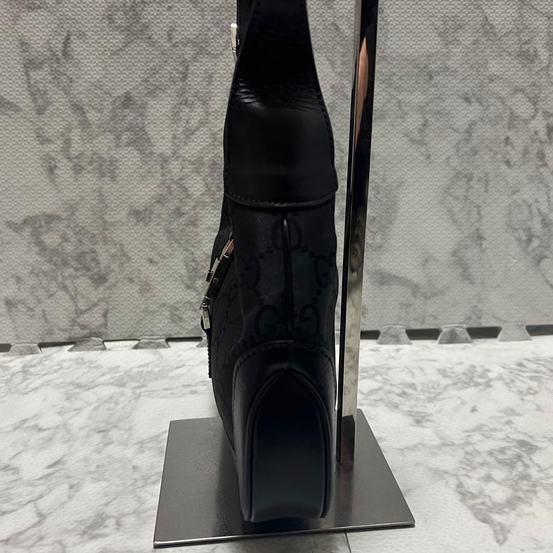 極美品✨グッチ ジャッキー ワンショルダーバッグ GGナイロン ブラック レザー