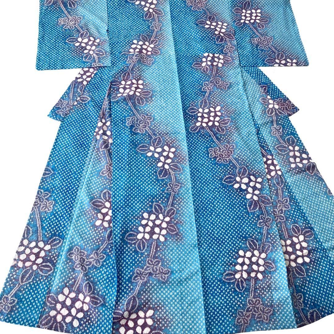 ★ QPです★新品未使用品　紫陽花　有松絞り　絞り浴衣　 浴衣　NO7