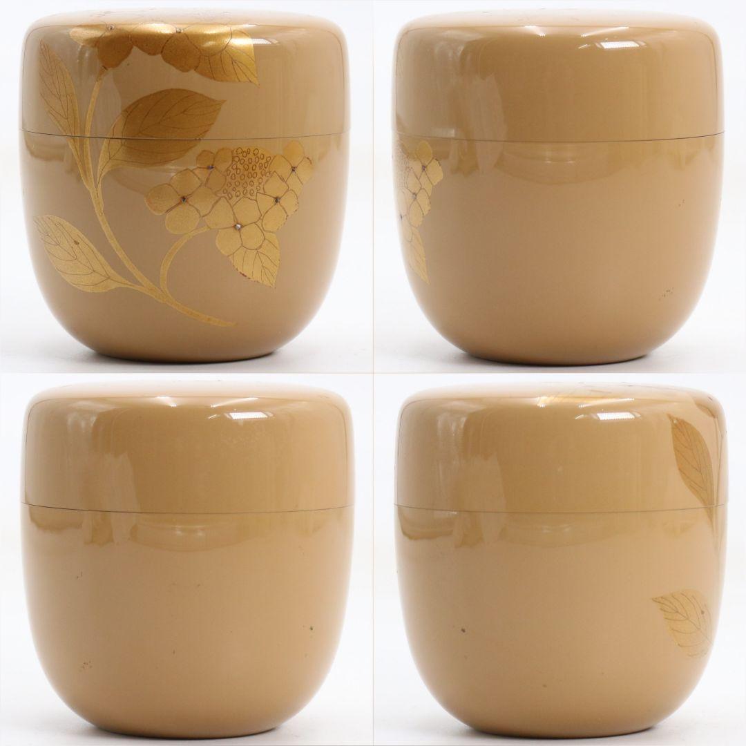 高田犀光作 白漆 紫陽花 中棗 茶道具 共箱　V920