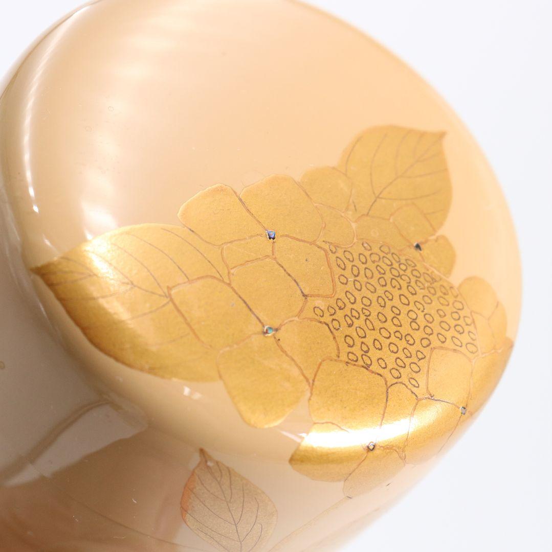 高田犀光作 白漆 紫陽花 中棗 茶道具 共箱　V920