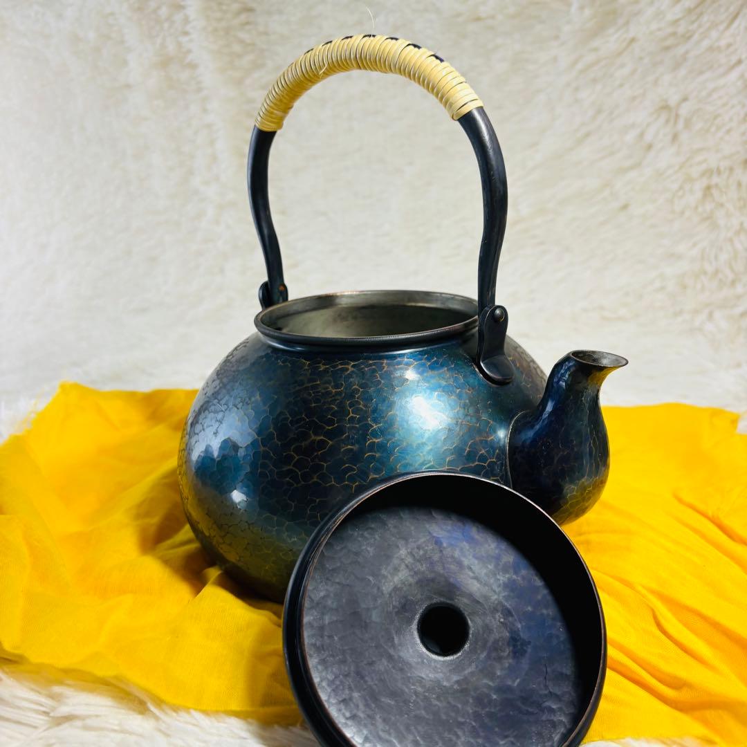 玉川堂　茶筒　建水　水差し　薬缶　鎚起銅器　茶器揃　玉虫　紫　燕三新潟県
