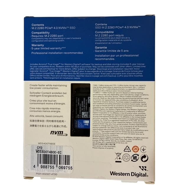 新品未使用　Western Digital 内蔵SSD 4TB SN5000