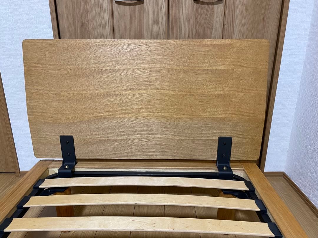 無印良品　ベッドフレーム　シングルサイズ　タモ材　ヘッドボード付き