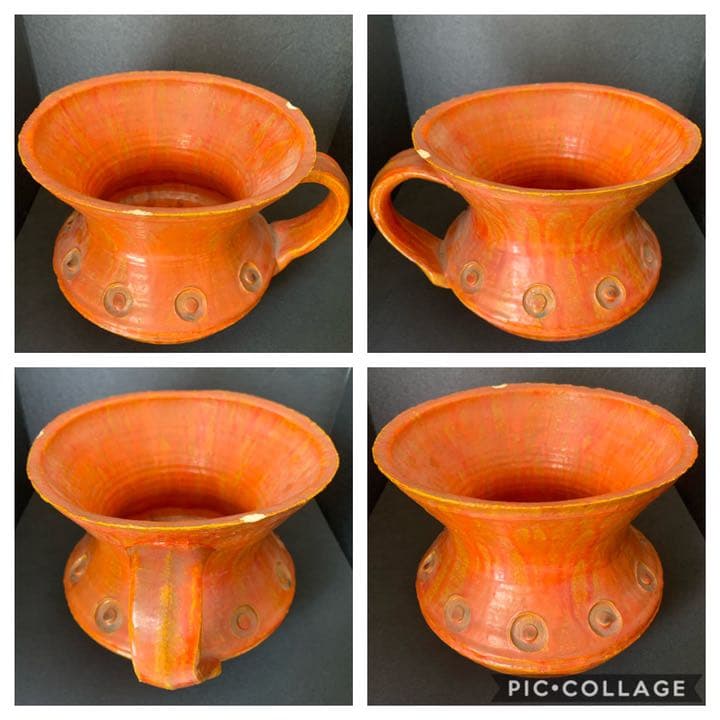 現代陶芸　京都美術文化大賞　文化功労者『藤平 伸』朱紅花器　清水焼　オブジェ