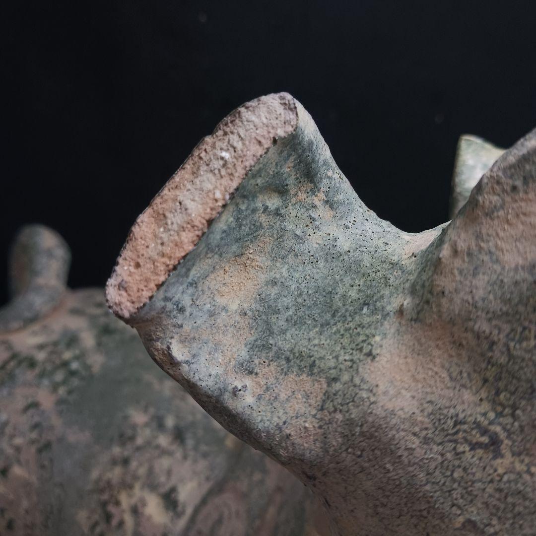 Y2952-1 中国 漢代 緑釉犬 置物 高さ34㎝