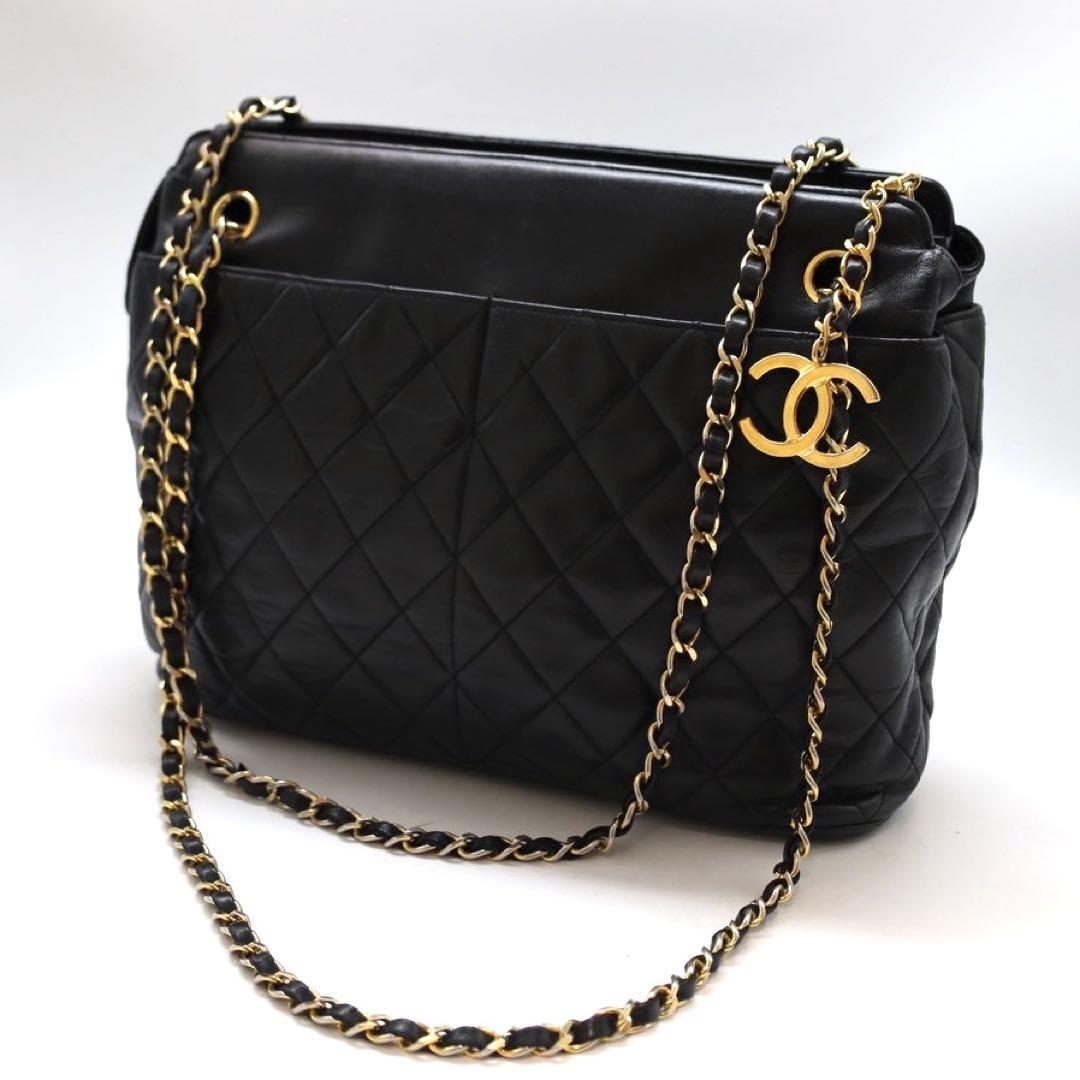 シャネル マトラッセ チェーンショルダーバッグ ラムスキン ブラック
