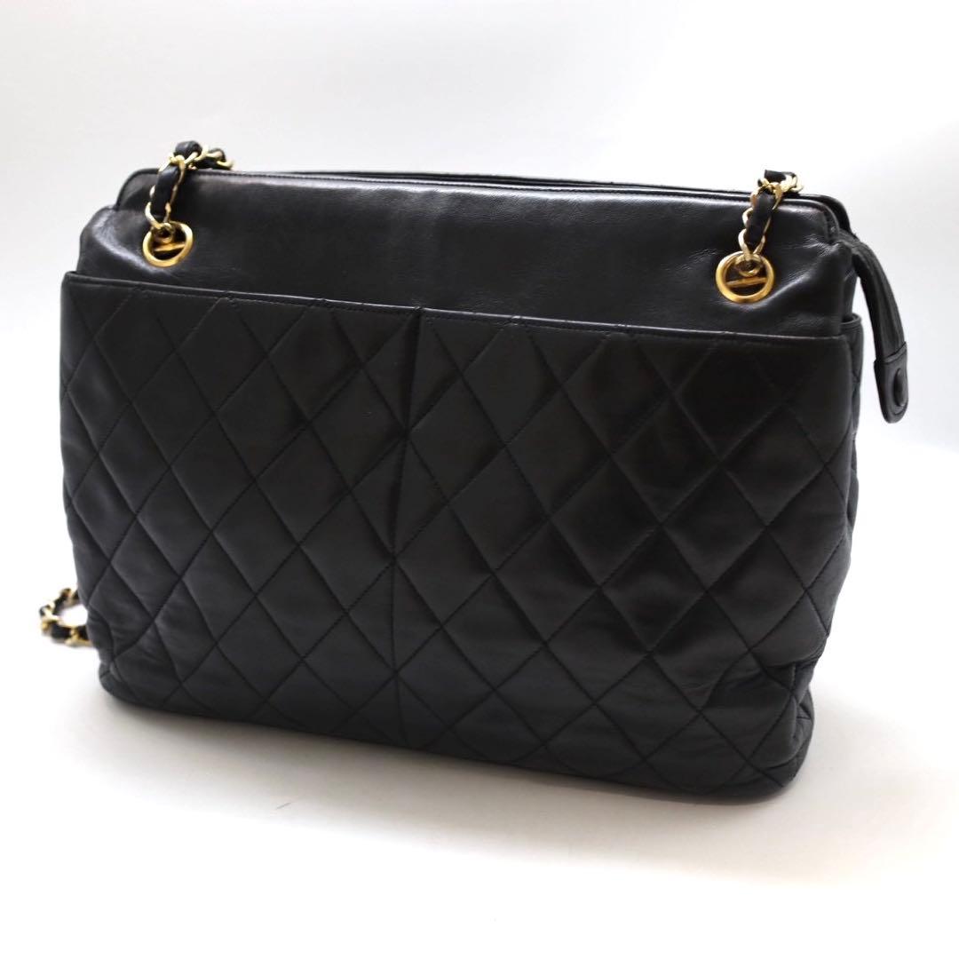 シャネル マトラッセ チェーンショルダーバッグ ラムスキン ブラック