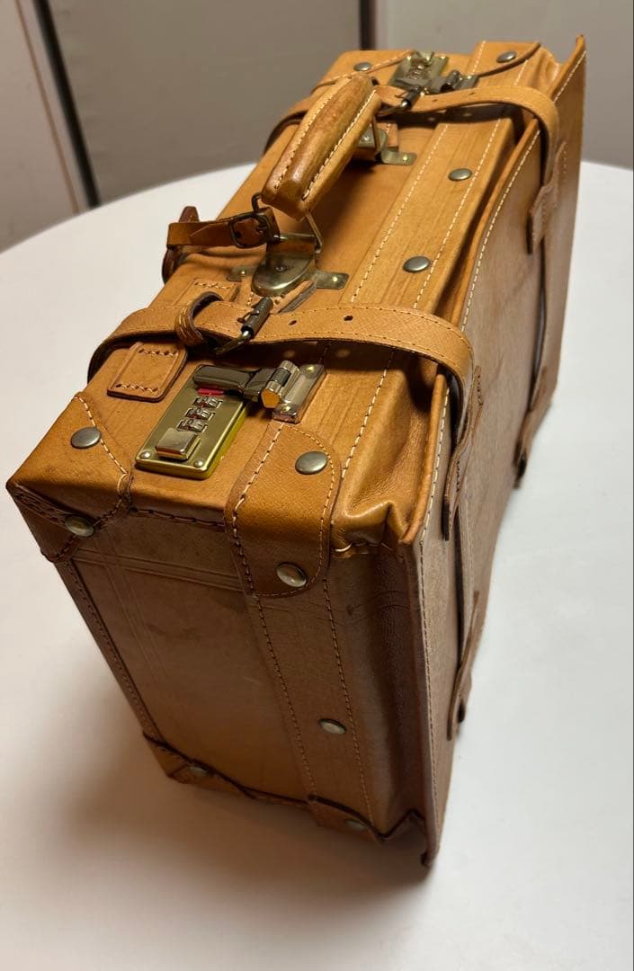 アサヒビール 本革 ミニトランク 旅行バッグ 5KJ98 アンティーク